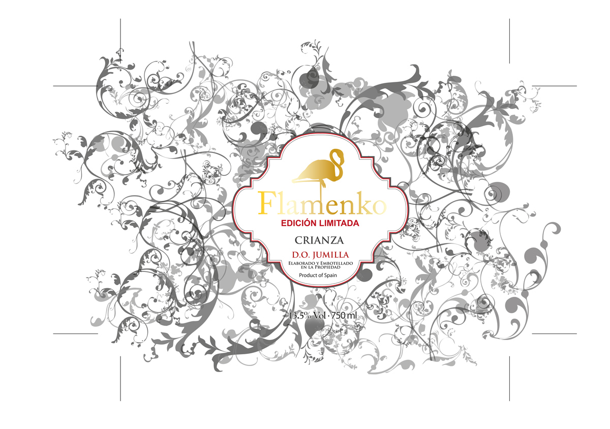 Diseño caja para marca de vino FLAMENKO de exportación a China